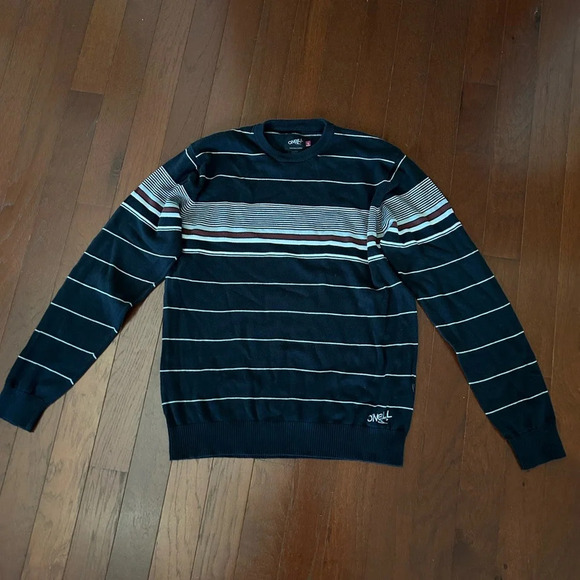 O'Neill Men's Black and White Crewneck sweater 100% cotton super soft size L - Picture 3 of 10